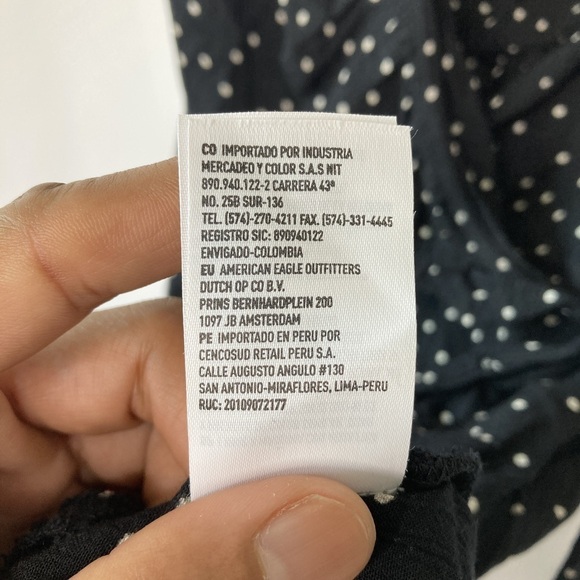 AEO Women's Black Poker Dot Pattern Wrap Mini Dress Size XS - Picture 2 of 13